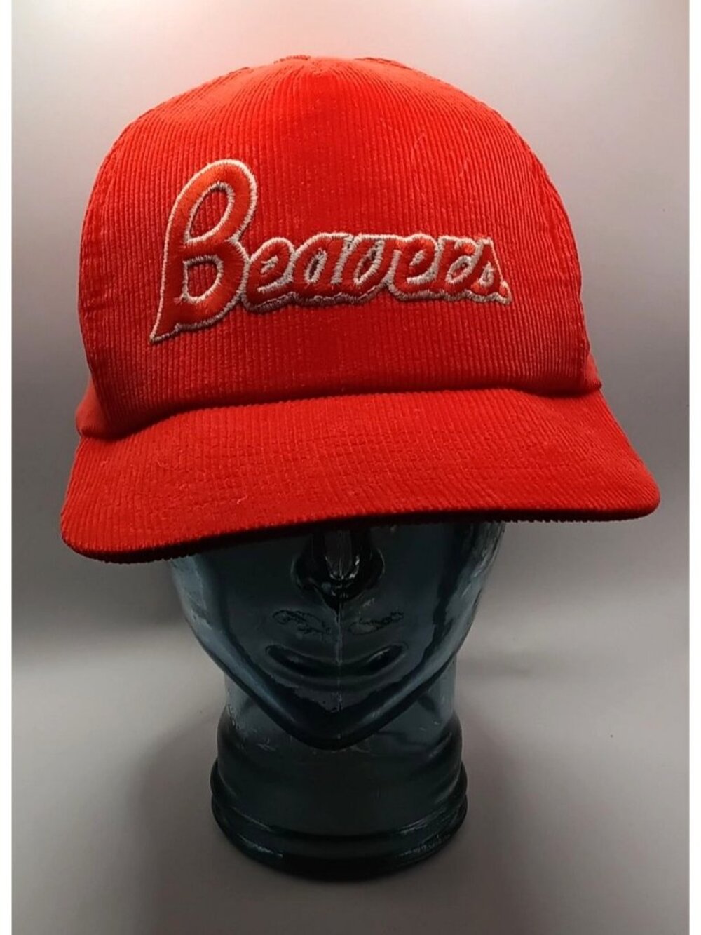 Oregon State Beavers Corduroy Script SnapBack Hat Orange Vintage 90s U.I.I.